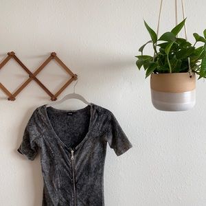 Grey grunge short sleeve zip up ASOS dress